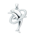 Silver Cz Dolphin Pendant
