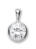 Silver Rubover Set Cz Single Stone Pendant