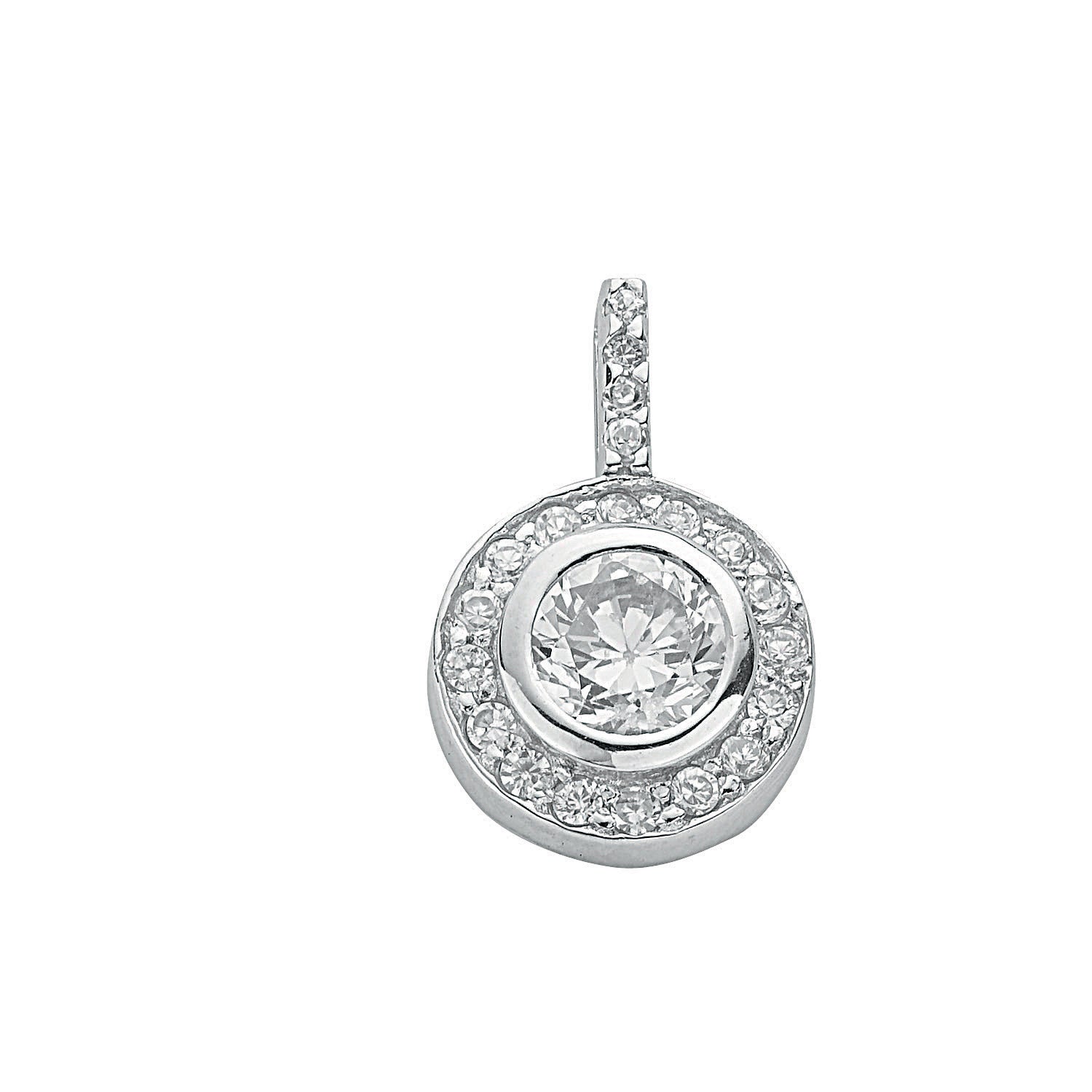 Silver Cz Cluster Drop Pendant