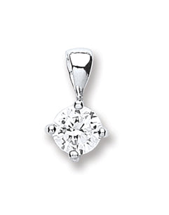 Silver Claw Set Cz Single Stone Pendant