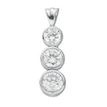 Silver Rubover Set Cz Trilogy Drop Pendant