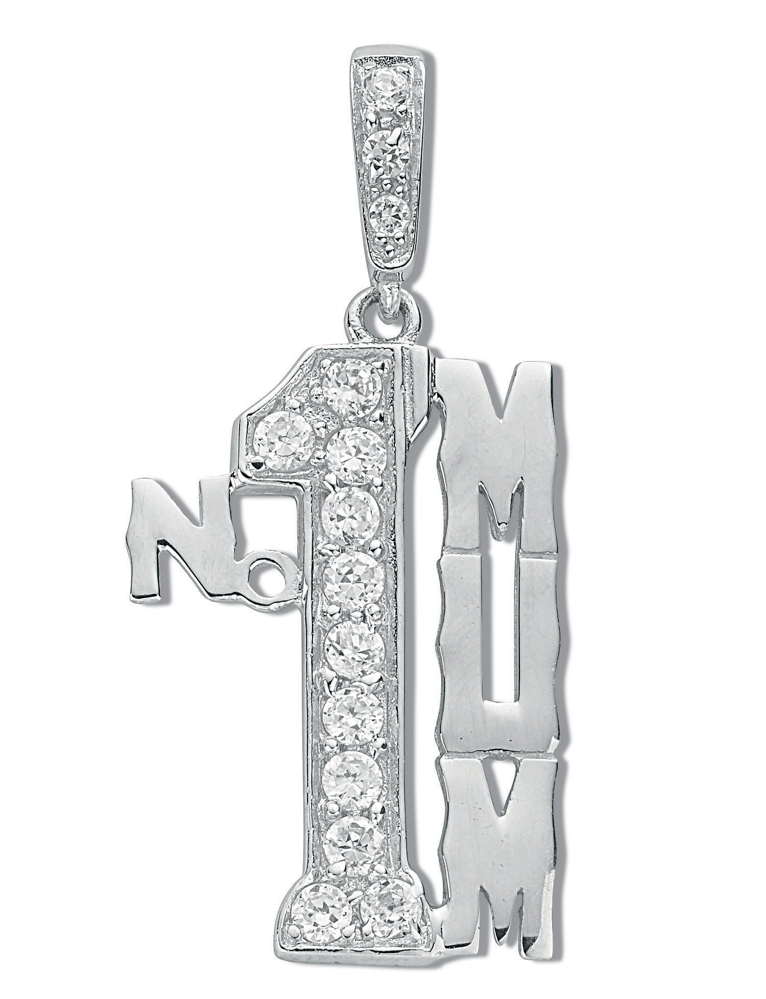 Silver Cz No 1 Mum Drop Pendant