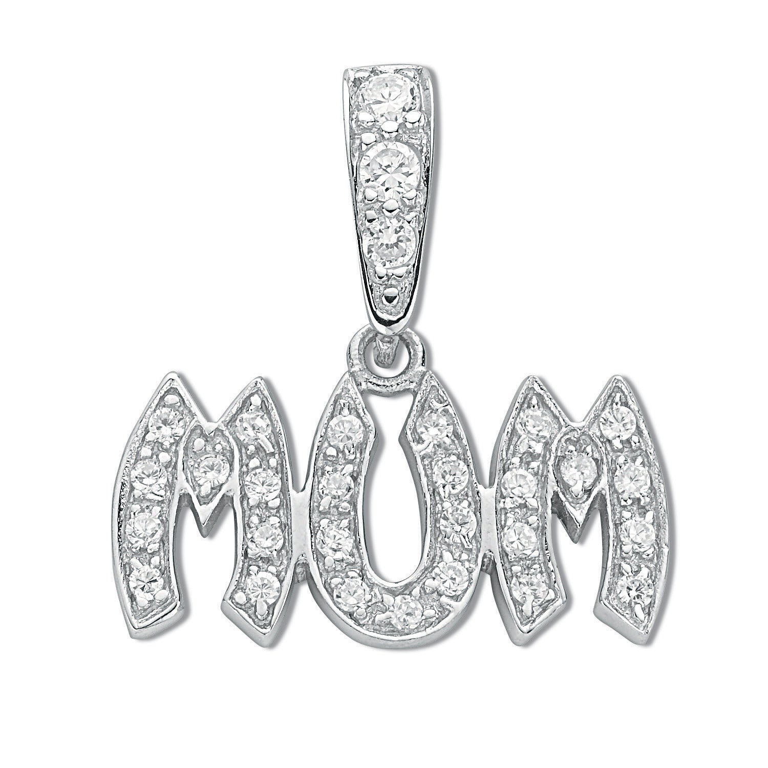 Silver Pave Set Cz Mum Drop Pendant