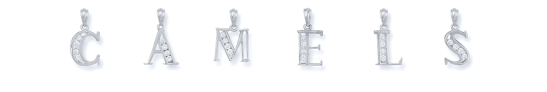 Silver Channel Set Cz Initial Pendant