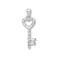 Silver Cz Key Drop Pendant