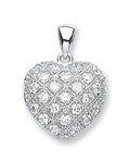 Silver Fancy Cz Heart Pendant