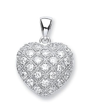 Silver Fancy Cz Heart Pendant