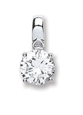 Silver Claw Set Cz Single Stone Pendant