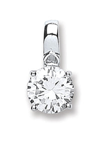 Silver Claw Set Cz Single Stone Pendant