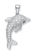 Silver Cz Dolphin Pendant