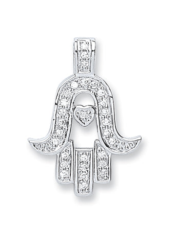 Silver Cz Chamsa Pendant