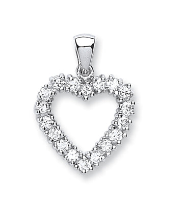 Silver Cz Heart Pendant