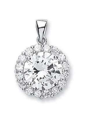 Silver Cz Cluster Drop Pendant