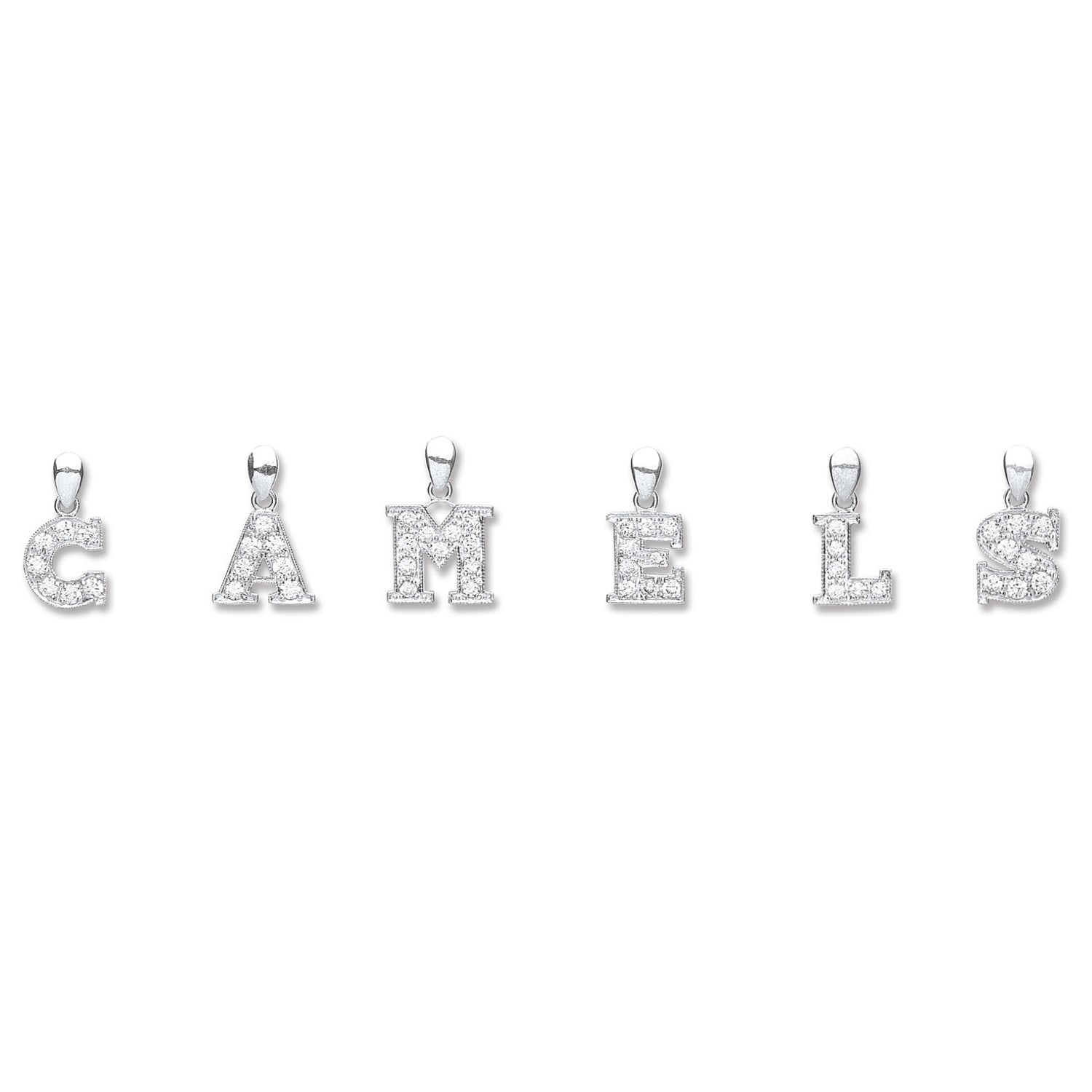 Silver CZ Initial Pendant