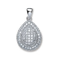 Silver Large Pear Shape Cz Pendant
