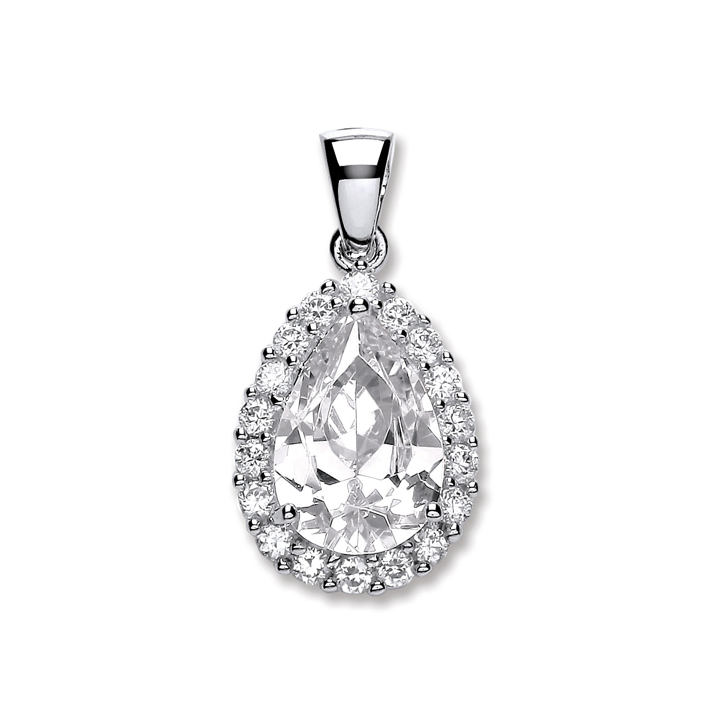 Silver Pear Shape Cz Pendant