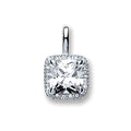 Silver Square Shape Cz Pendant