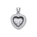 Silver Floating Cz Heart Pendant