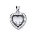 Silver Floating Cz Heart Pendant