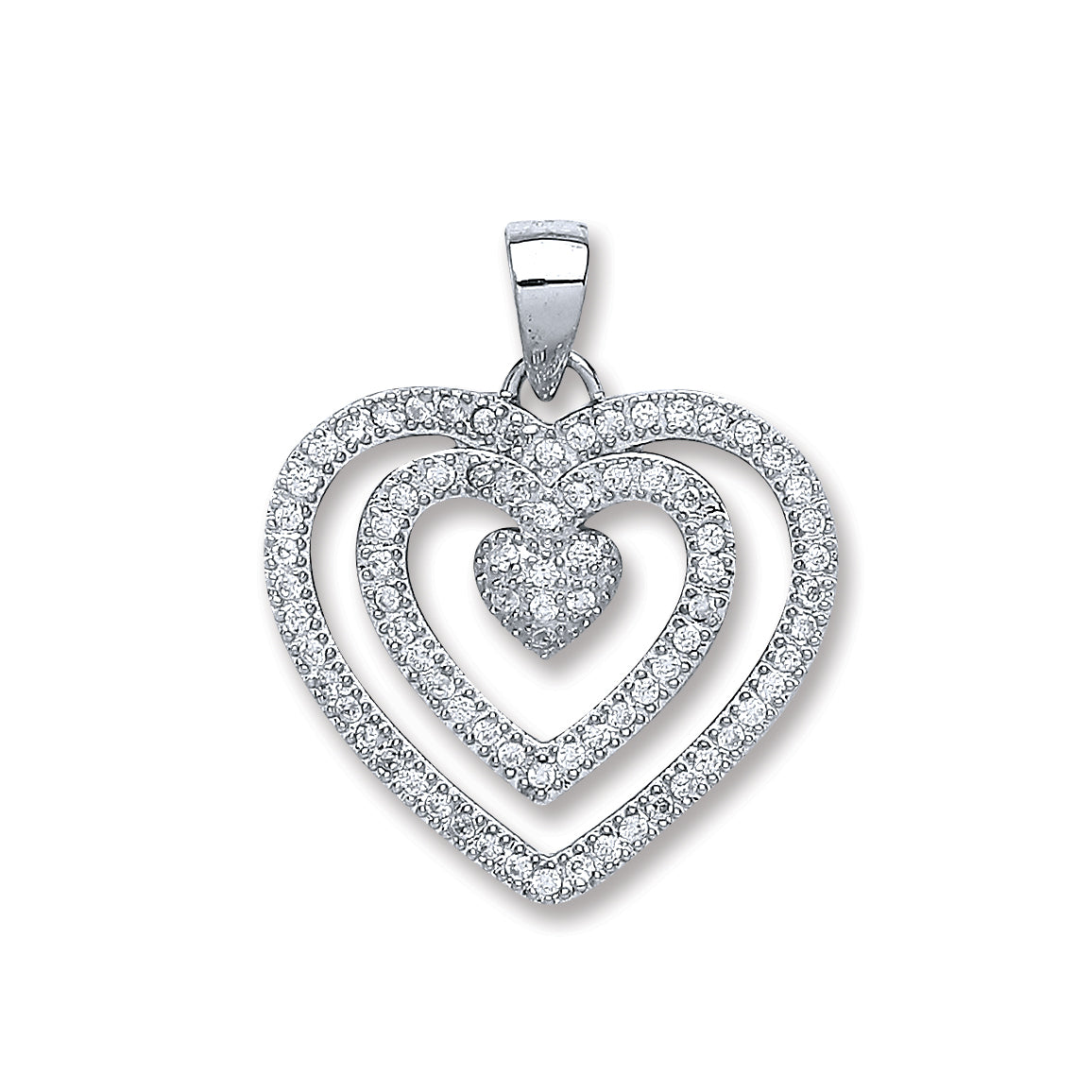 Silver Fancy Heart Cz Pendant