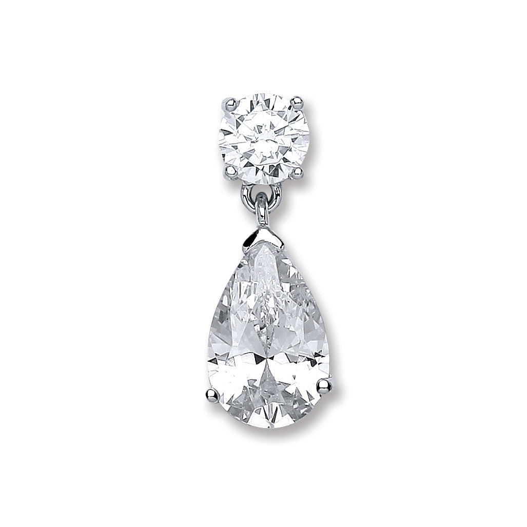 Silver Pear Cz Pendant