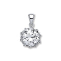 Silver Round Brilliant Cut Cz Pendant