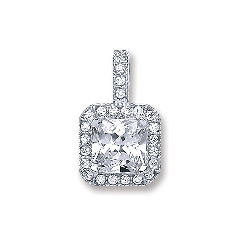Silver Square Cz Pendant