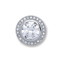 Silver Round Rubover, Halo Cz Pendant