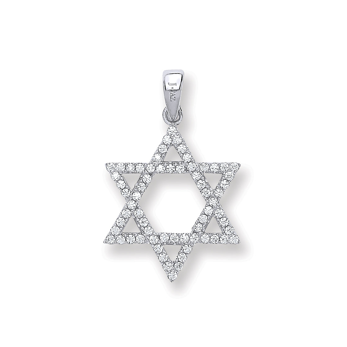 Silver Cz Star Of David Pendant