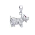 Silver Cz Dog Pendant