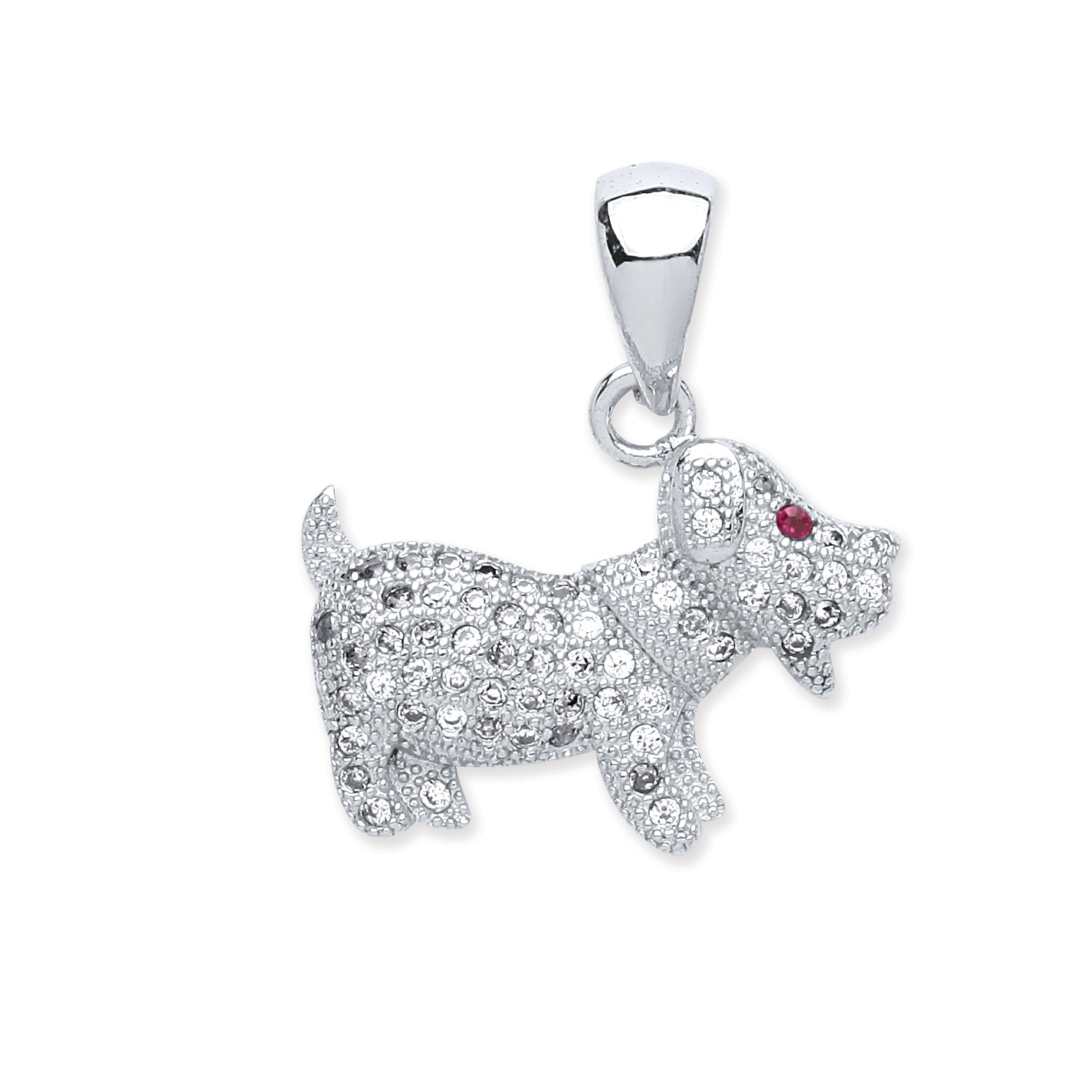 Silver Cz Dog Pendant