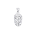 Silver Cz Skull Bones Pendant