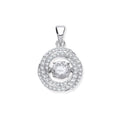 Silver Cz Swirl Pendant with Hanging Shimering Cz
