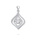 Silver Cz Pendant with Hanging Shimering Clear Cz