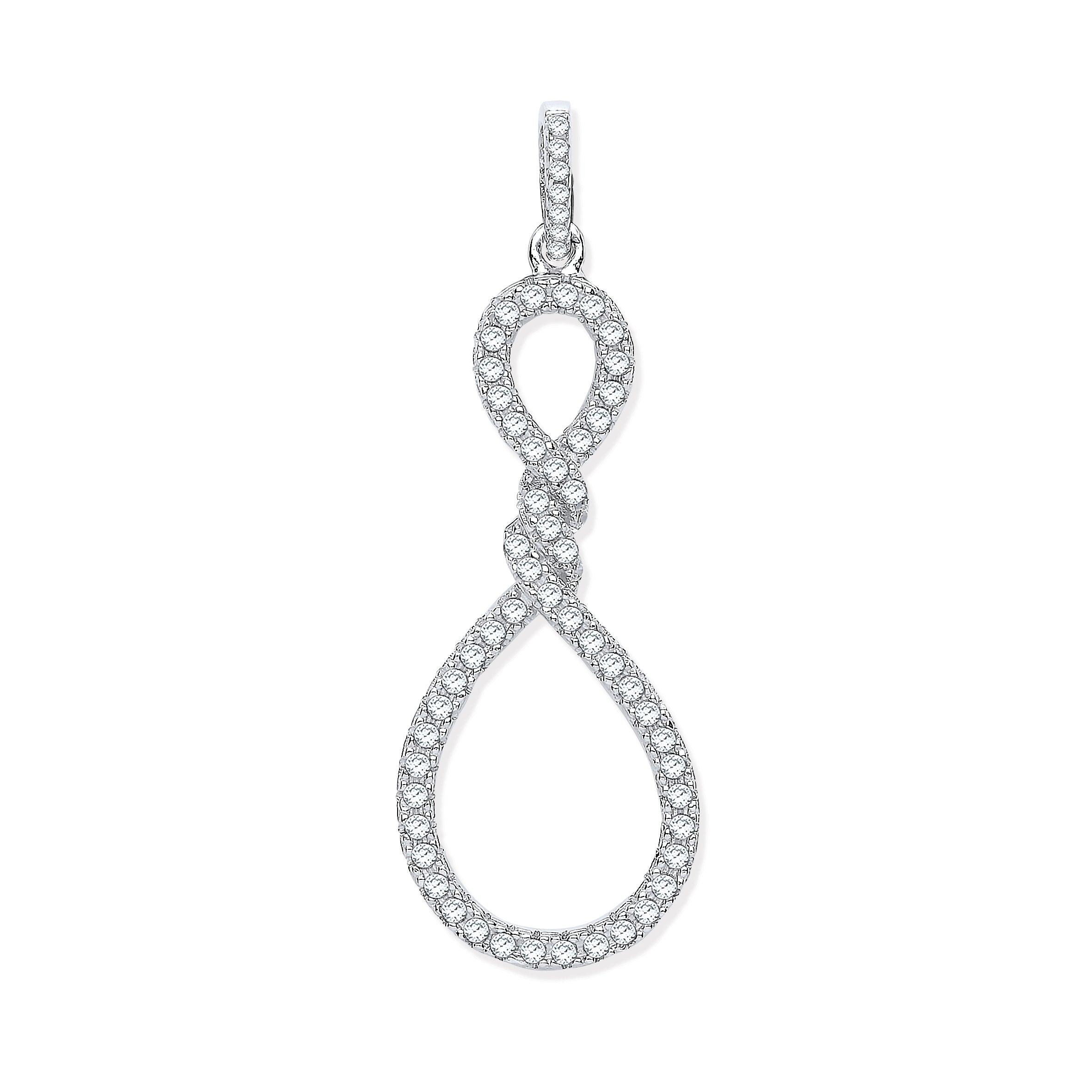 Silver Teardrop Twist Cz Pendant
