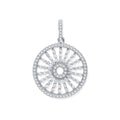 Silver Circle with Burst Lines Cz Pendant