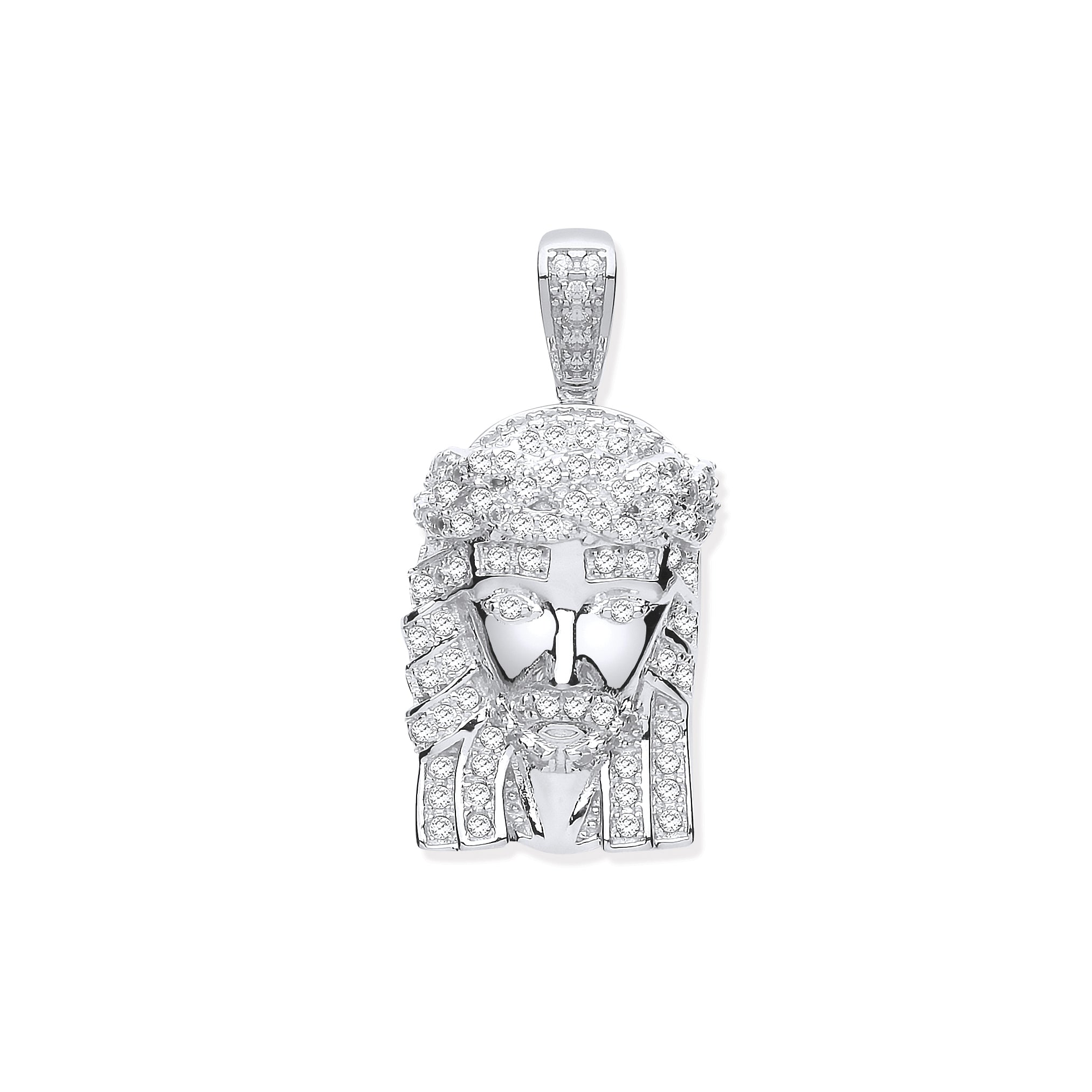 Silver Cz Jesus Pendant