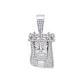 Silver CZ Pendant Jesus with Crown