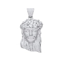 Silver CZ Pendant Jesus with Crown of Thorns