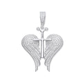 Silver CZ Open Angel Wings with Royal Cross Pendant