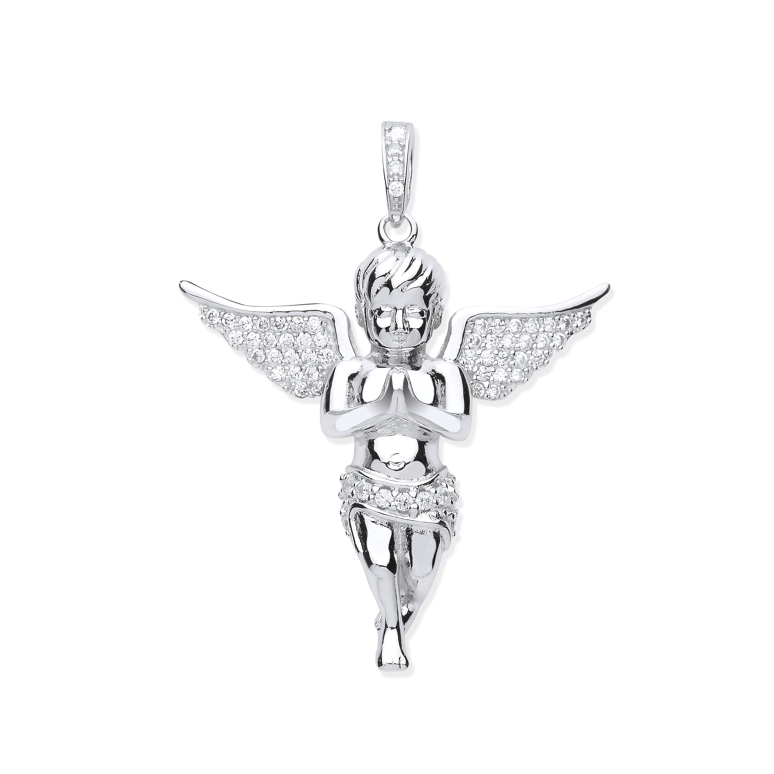Silver CZ Angel Pendant