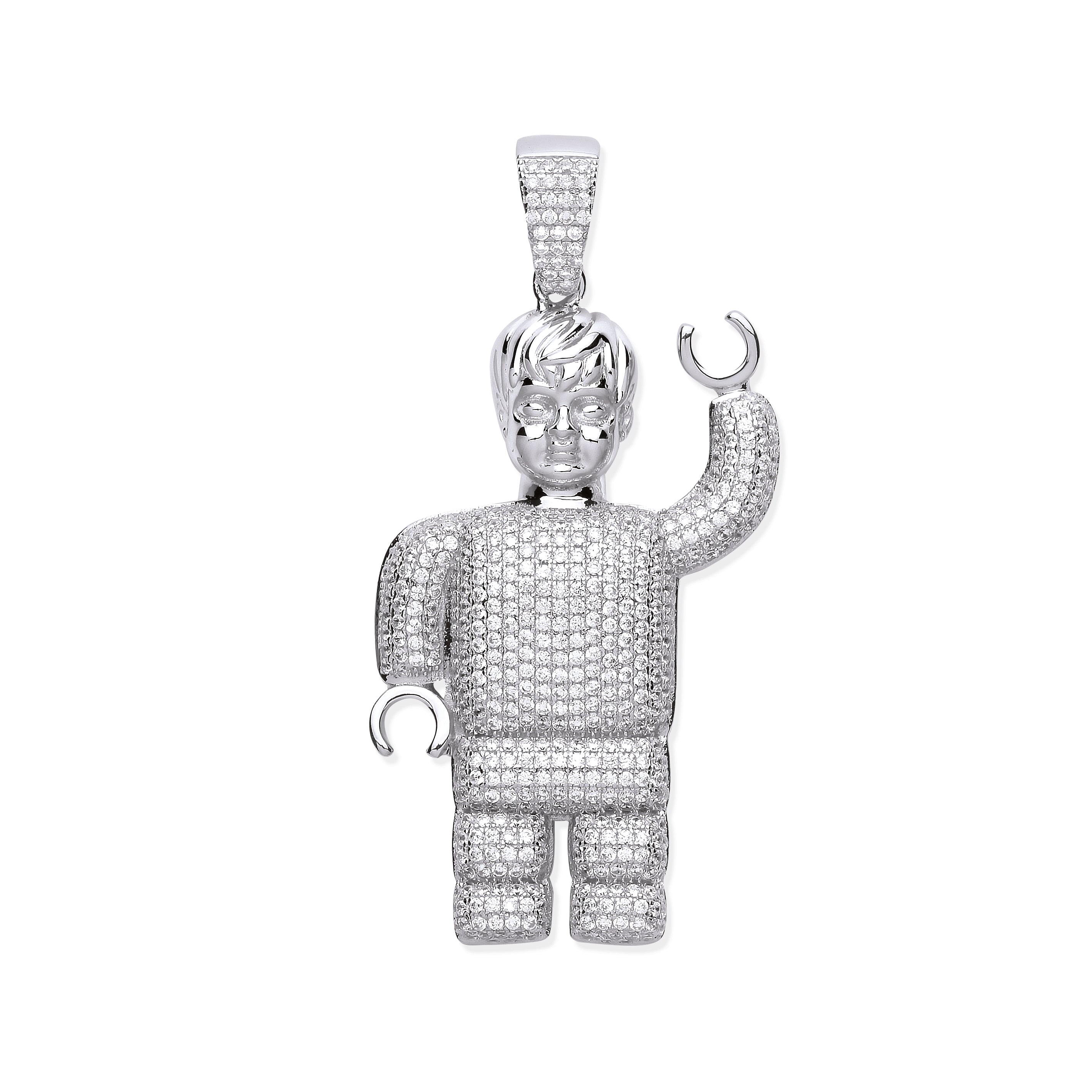 Silver CZ Lego Man Pendant