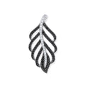 Silver Black & Clear CZ Leaf Drop Pendant