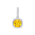 Silver Yellow CZ Drop Pendant