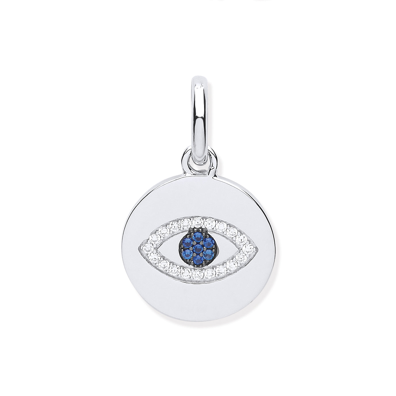 Silver Evil Eye CZ Drop Pendant