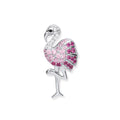 Silver CZ Flamingo Drop Pendant
