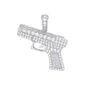 Silver Cz Pistol Pendant