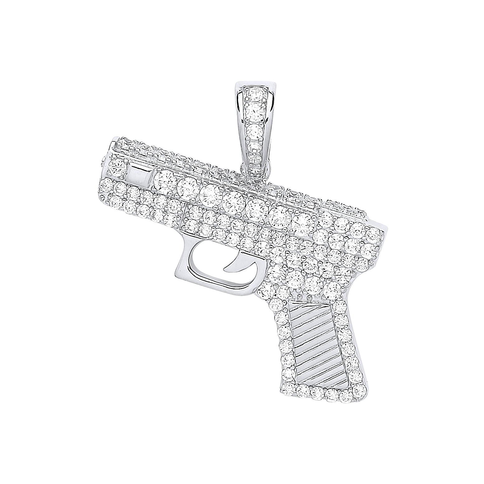 Silver Cz Pistol Pendant