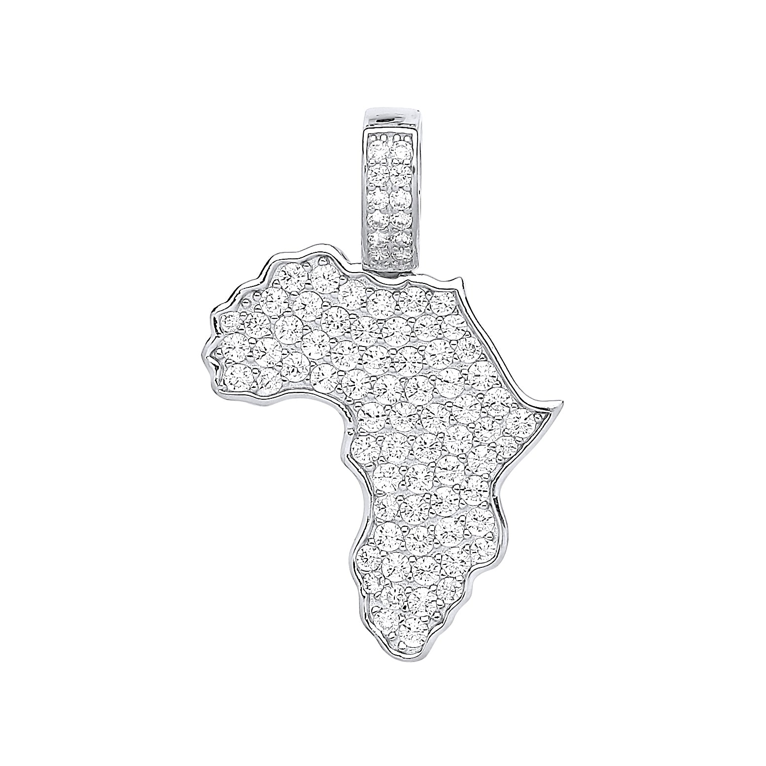 Silver Cz Africa Map Pendant