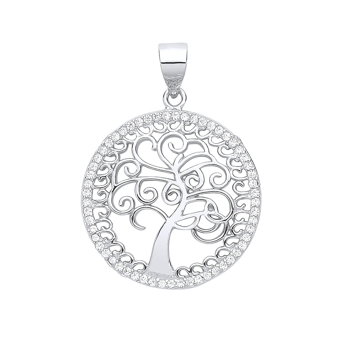 Silver Cz Tree of Life Pendant